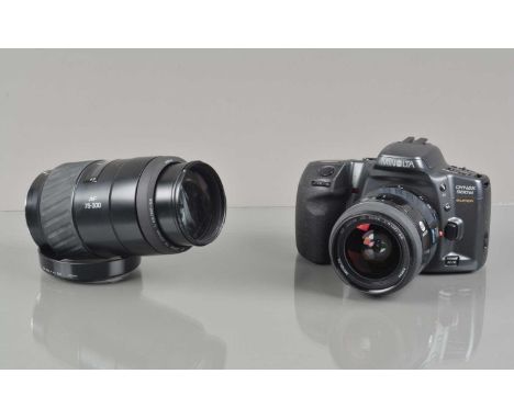 A Minolta Dynax 500si Super SLR Camera, powers up, shutter working, meter responsive, flash working, body G, with Minolta AF 