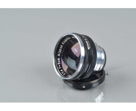 A Nippon Kogaku Nikkor S.C 5cm f/1.4 Lens,  serial no 375613, barrel G-VG, elements G, light dust spots, yellow glue residue 