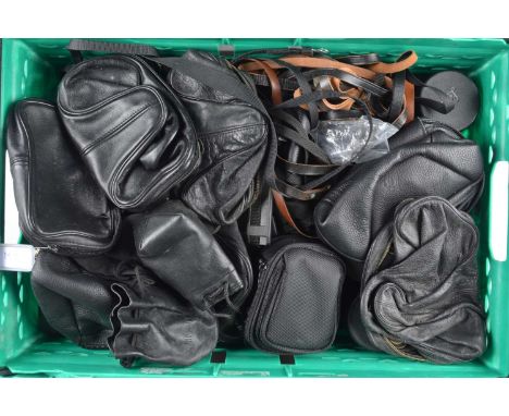 Camera and Lens Cases, including seven leather Leica lens cases, a mixture of Benser camera cases, other cases and straps