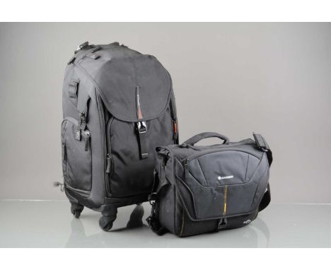 Two Vanguard Camera Bags, a Heralder 51T roller bag, missing one buckle from top, with inserts, inside VG, some light wear an