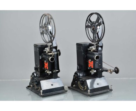 Two Pathescope H 9.5cm Cine Projectors, both untested, with lenses, elements F, with Pathescope 9.5mm spool, F-G