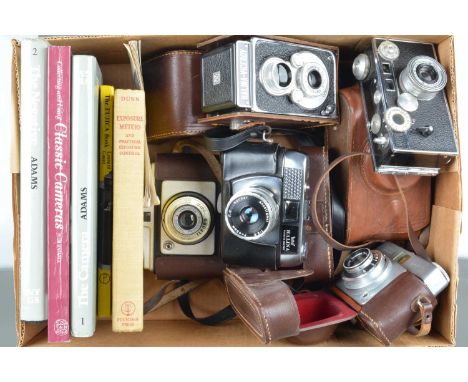 Cameras and Related Books, a Halina Viceroy, G, Argus C3, F-G, Ilford Sport &amp; Sportsman, G, WITH The Camera &amp; The Neg