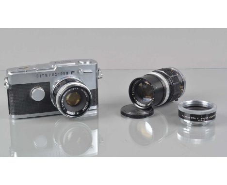 An Olympus Pen FT 35mm Half Frame Camera, shutter working, meter responsive, self timer working, occasionally stutters, body 