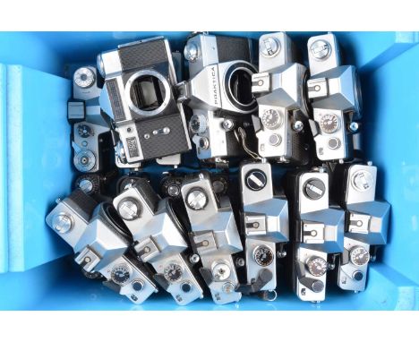 A Tray of Eastern Bloc SLR Camera Bodies, one Zenit 3m, two E, two TTL, one EM, one 11, one B, one Praktica B100, one B200, o