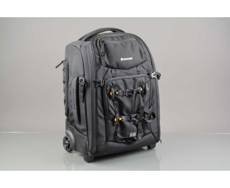 A Vanguard Alta Fly 49T Camera Roller Bag, VG, with rain cover, full set of inserts, inside VG, some light marks to wheels an