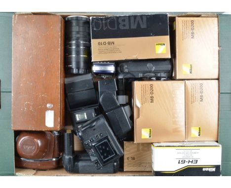 A Group of Nikon Battery Grips and other Camera Related Items, three MB-D200, two minus battery holders,  a MB-d10, VG, two B