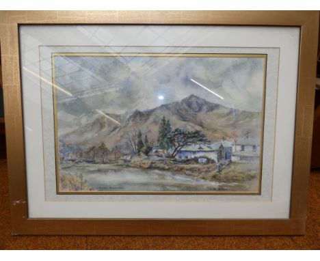 Watercolour by J. K. Bishop 'Grange Borrowdale', Framed and Mounted - 58cm h x 78cm w