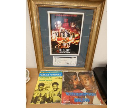 Boxing Memorabilia  Match Ticket for Klitschko v Haye together with a Mohammed Ali Official Programme &amp; 1 Other 