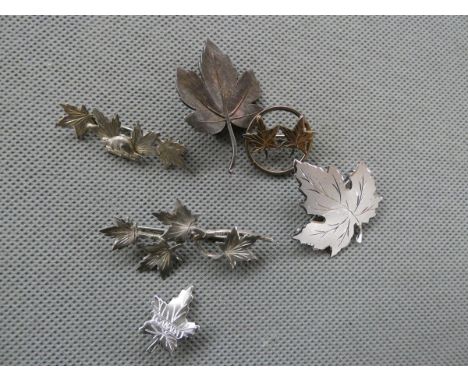 Vintage Maple Leaf Brooches 925 Silver 