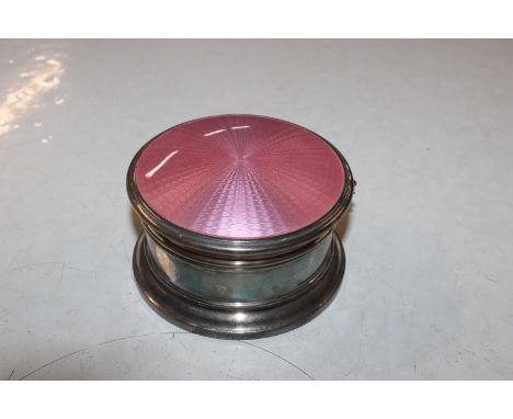 A Birmingham silver and pink enamel dressing table powder pot and cover by A & J Zimmerman Ltd. 1930, approx. total weight in