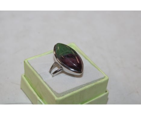 A large Sterling silver natural ruby and Zosite dress ring, ring size T/U, approx. 8.5gms 