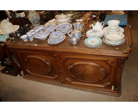 A large Victorian oak buffet cupboard 