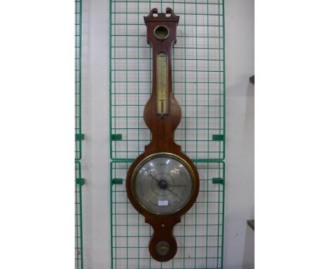 A George III inlaid mahogany banjo barometer 