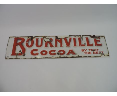 Enamel Sign Bournville Cocoa - Mounted on Section of Painted Hardwood - 152cm Long x 36cm High 