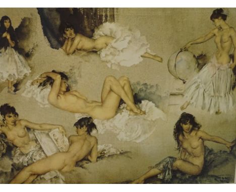 William Russell Flint (1885-1969). Variations II, limited edition coloured print 55/850, 53cm x 70cm.
