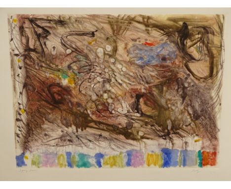 Sam Scott (b.1940). Spring Snow, artist signed coloured print, 56cm x 76cm.