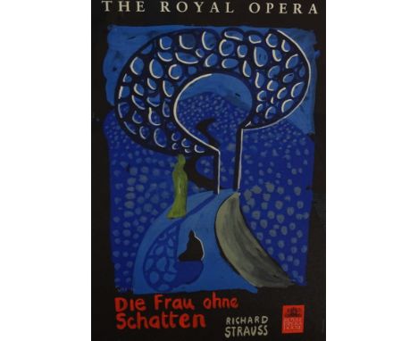 David Hockney (b.1937). The Royal Opera - Die Frau Ohme Schatten, artist signed coloured poster, 75cm x 49.5cm.