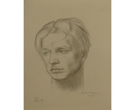 Robert Lyon (1894-1978).  Portrait of Henry Moore 1923, artist signed limited edition print 19/220, 32cm x 22.5cm.