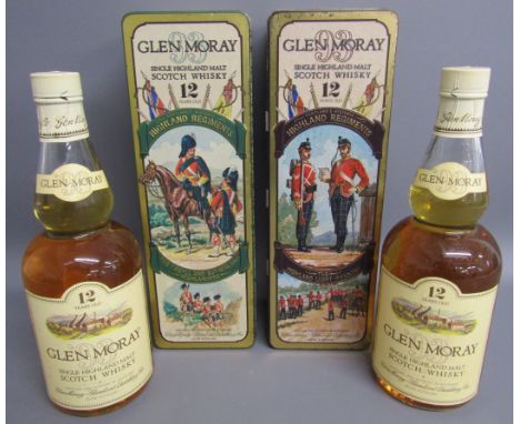 2 Glen Moray whisky in tins - The Argyle and Sutherland Highlanders (Princess Louise's) &amp; The Highland Light Infantry