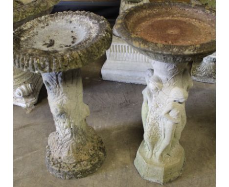 Classical figure bird bath and tree trunk style bird bath