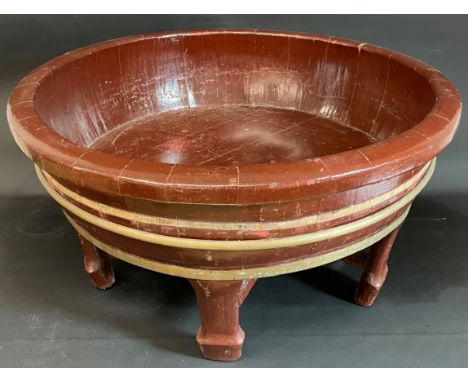 Large Oriental wooden planter. Diameter 69cm