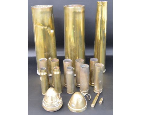 WW1 artillery shell fuse with broad arrow mark &amp; selection of Trench art / shell cases
