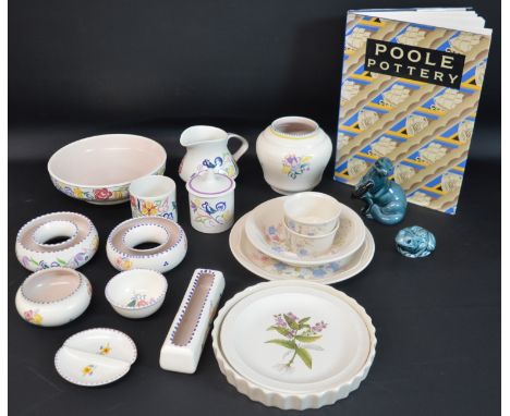 Selection of Poole pottery &amp; copy of "Poole Pottery" by Hayward &amp; Atterbury