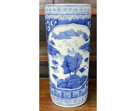 20th century Chinese porcelain blue &amp; white stick stand - approx. 44cm tall