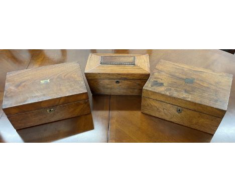 2 Victorian writing slopes &amp; a tea caddy