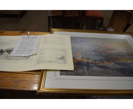 AFTER J M W TURNER, 'FOLKESTONE FROM THE SEA', COLOURED PRINT PRODUCED BY LONDON COLLOTYPE EDITIONS NO 251/500, F/G, WITH ACC