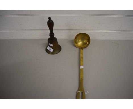 BRASS LADLE AND A BRASS BELL