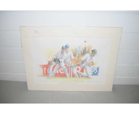 STEVE ARMON, 'HAMPSHIRE'S VICTORY OVER THE AUSTRALIAN TOURING TEAM', CRICKET MATCH DATED 28TH JULY 2001, COLOURED PRINT, SIGN
