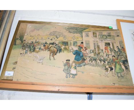 After Ludovici, Hunting scenes, pair of chromolithographs, 36 x 57cm, unframed and framed