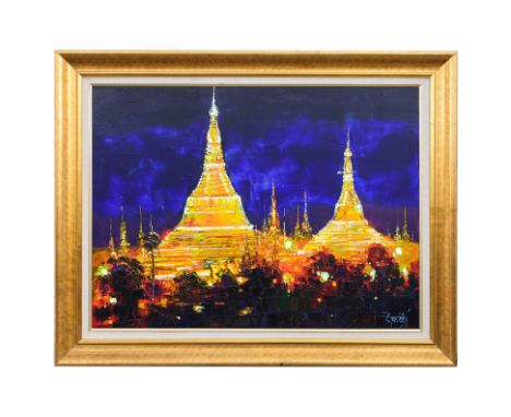 BYARDATE (CAMBODIAN, XX-XXI) - GOLDEN PAGODAS
Oil on canvas, signed and dated '15 lower right
90 x 120 cm
This is an auction 