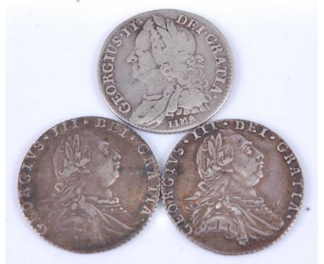 Great Britain, 1758 SIXPENCE, George II old laureate draped bust with Lima below, rev; crowned cruciform shields, plain angle