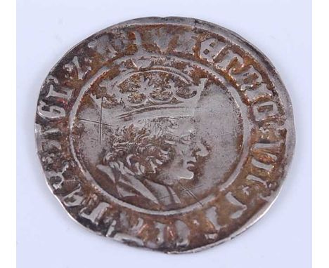 England, Henry VII groat, second coinage (1526-1544), obv; Laker bust facing right, mm arrow, rev; shield divided by long cro