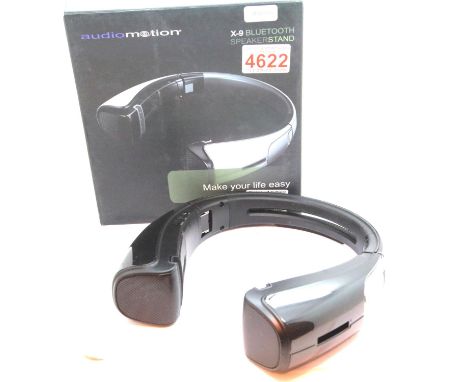 New Black Audiomotion X-9 Bluetooth speaker stand for iPad / Tablet / phone; boxed; working at time of lotting. P&amp;P Group