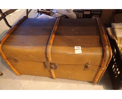 Large wood bound travel trunk. Not available for in-house P&amp;P, contact Paul O'Hea at Mailboxes on 01925 659133 