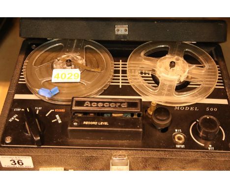 Cased Acecord model 500 reel to reel player. P&amp;P Group 3 (£25+VAT for the first lot and £5+VAT for subsequent lots) 