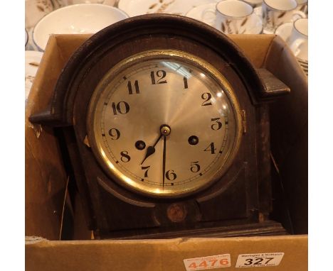 Vintage oak chiming mantel clock for repair. Not available for in-house P&amp;P, contact Paul O'Hea at Mailboxes on 01925 659