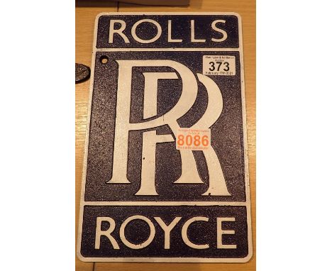Cast iron Rolls Royce sign, 29 x 18 cm. P&amp;P Group 1 (£14+VAT for the first lot and £1+VAT for subsequent lots) 