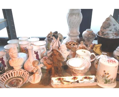 Shelf of mixed ceramics including a Nao angel. Not available for in-house P&amp;P, contact Paul O'Hea at Mailboxes on 01925 6