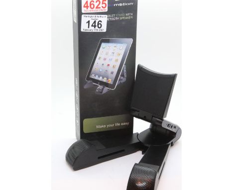 New Audio Motion X-7 tablet / phone stand with Bluetooth speaker; boxed; working at time of lotting. P&amp;P Group 2 (£18+VAT