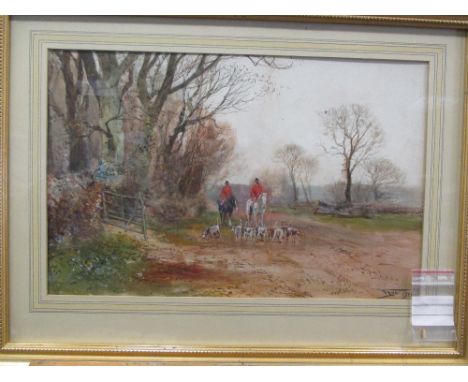 H C Fox (British, 19th-20th Century), Hunting scenes, Moving Off, both signed lower right "H C Fox 1906", watercolour, 34 x 5