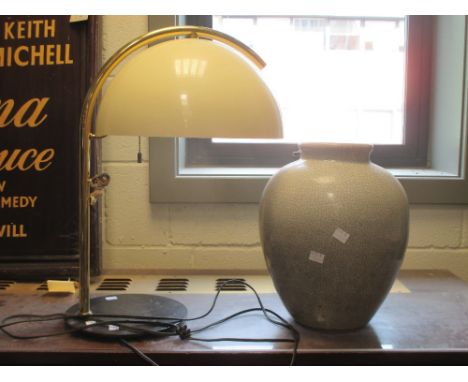A retro style table lamp and a crackleware globular vase (2)  