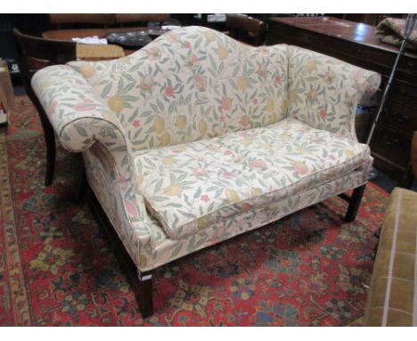 A small George III style mahogany sofa, on stretchered legs. 160cm in width.  