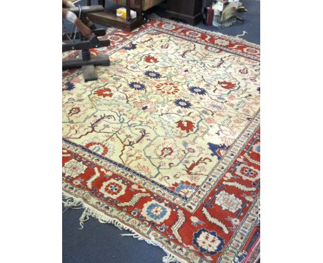 A vintage Zeigler wool carpet with a cream field 290cm x 255cm (AF)  