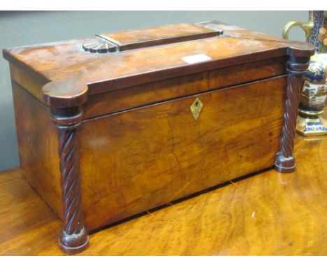 A Regency mahogany tea caddy, 23 x 41 x 21cm.  