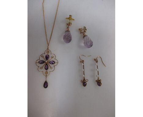 A small collection of amethyst and pearl jewellery  