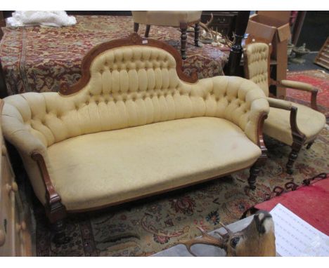 A mid Victorian walnut framed parlour suite comprising of a sofa, and two chairs (3)  